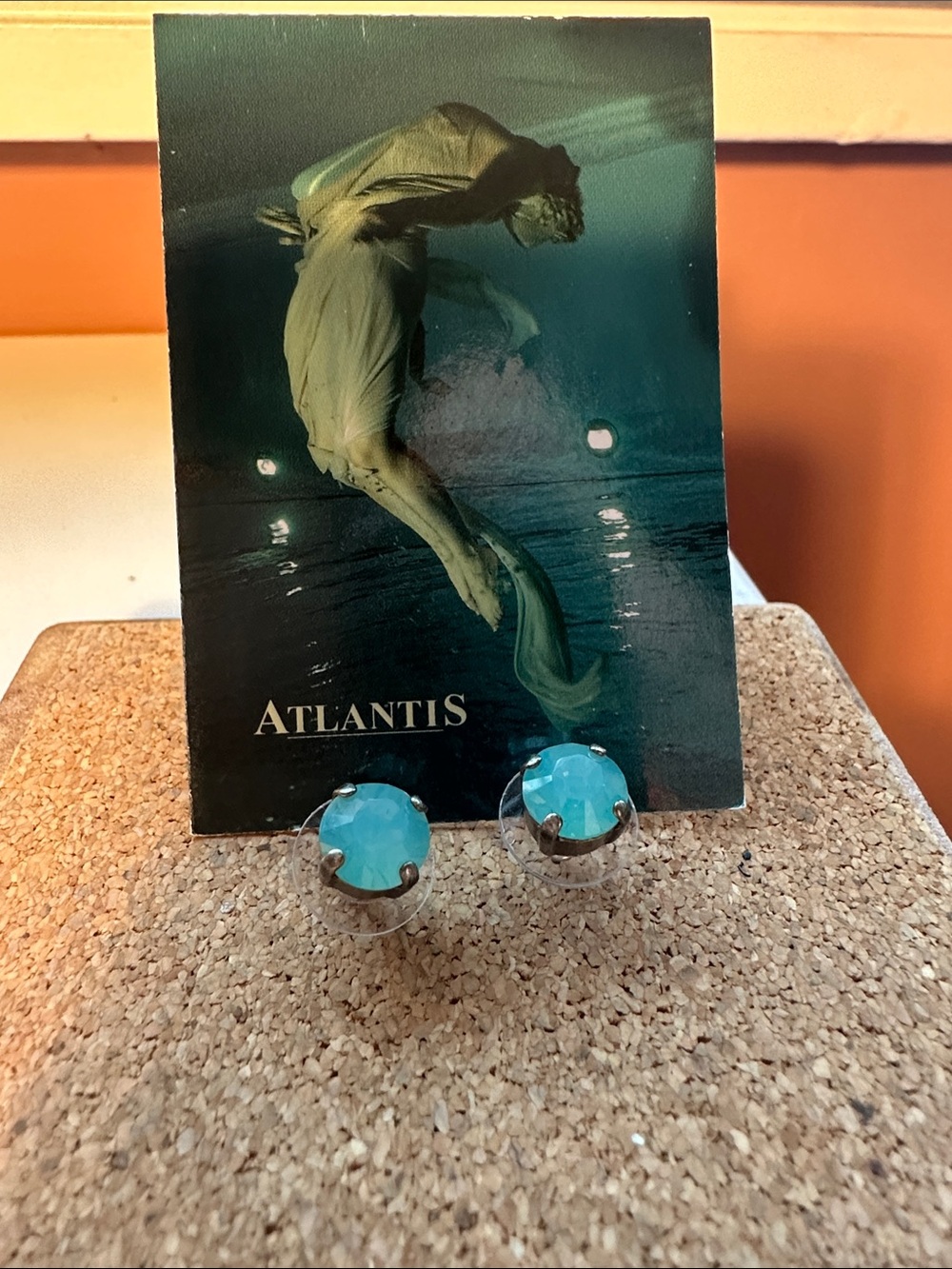Atlantis Berlin Pacific Opal Swarovski Crystal Ear posts earrings - Picture 6 of 10